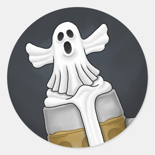 Spooky Halloween Ghost Ronde Sticker (Voorkant)
