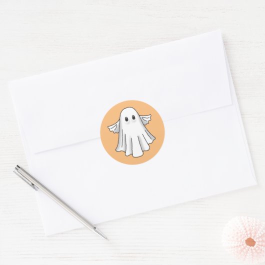 Spooky Halloween Ghost Ronde Sticker (Envelop)
