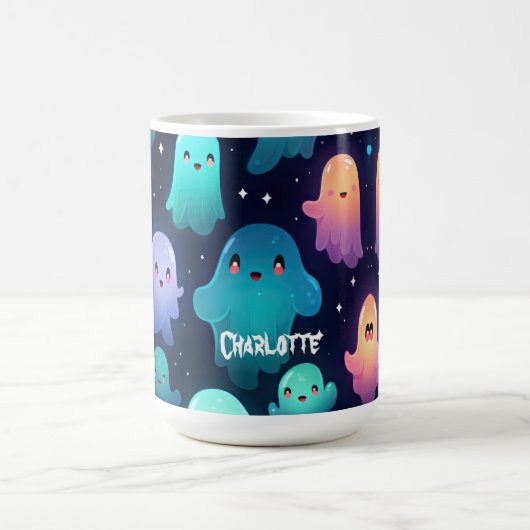 Spooky Halloween Ghost Schattige Custom Magische Mok (Midden)