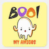 Spooky Halloween Ghost Sierkussen T-Shirt Vierkante Sticker (Voorkant)