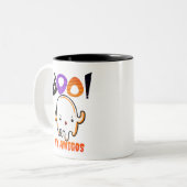 Spooky Halloween Ghost Sierkussen Tweekleurige Koffiemok (Voorkant links)