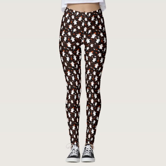 Spooky Halloween Ghost Spiders Snoep Leggings (Voorkant)