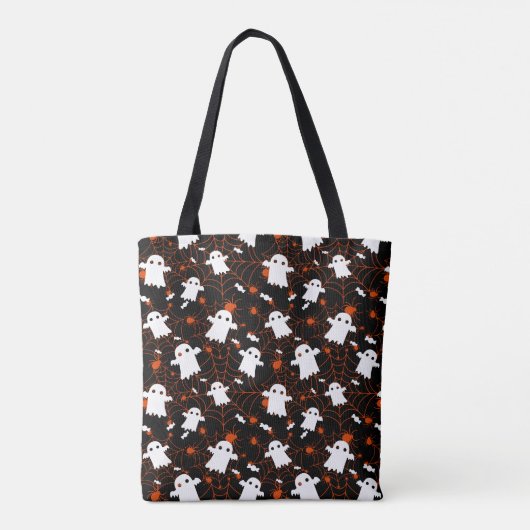 Spooky Halloween Ghost Spiders Snoep Tote Bag (Achterkant)