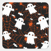 Spooky Halloween Ghost Spiders Snoep Vierkante Sticker (Voorkant)
