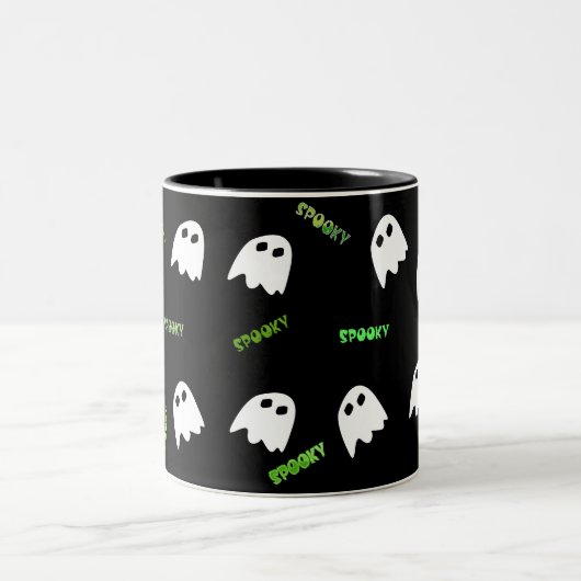 Spooky Halloween Ghost Two-Tone Coffee Mok (Center)