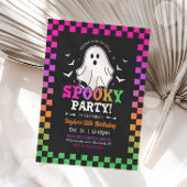 Spooky Halloween Ghost Verjaardag Retro Kaart