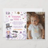 Spooky Halloween Ghost Verjaardagsfeest Foto Bedankkaart (Voorkant)