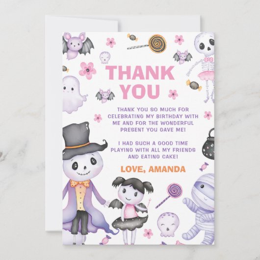 Spooky Halloween Ghost verjaardagsfeestje Bedankkaart (Voorkant)