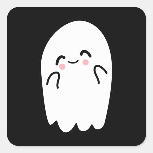 Spooky Halloween Ghost Vierkante Sticker (Voorkant)