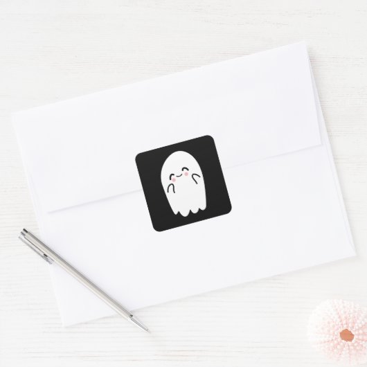Spooky Halloween Ghost Vierkante Sticker (Envelop)