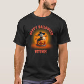 Spooky Halloween Ghost Witch op gesneden pompoen T-shirt (Voorkant)
