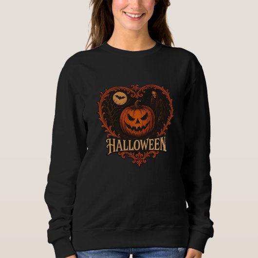Spooky Halloween Ghost Women's Basic Sweatshirt –  (Voorkant)