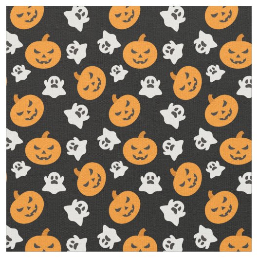 Spooky Halloween Ghosts en Jack O Lantern Stof (Close Up)
