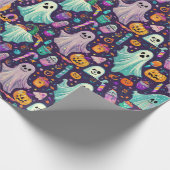 Spooky Halloween Ghosts en Pumpkin Wrapping Paper Cadeaupapier (Hoek)