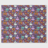 Spooky Halloween Ghosts en Pumpkin Wrapping Paper Cadeaupapier (Vlak)
