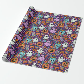 Spooky Halloween Ghosts en Pumpkin Wrapping Paper Cadeaupapier