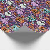 Spooky Halloween Ghosts en Pumpkin Wrapping Paper Cadeaupapier (Hoek)