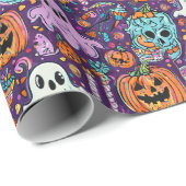 Spooky Halloween Ghosts en Pumpkin Wrapping Paper Cadeaupapier (Rol Hoek)