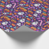 Spooky Halloween Ghosts en Pumpkin Wrapping Paper Cadeaupapier (Hoek)