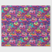 Spooky Halloween Ghosts en Pumpkin Wrapping Paper Cadeaupapier (Vlak)