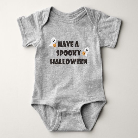 Spooky Halloween Ghosts Halloween Snoep Oranje Romper (Voorkant)