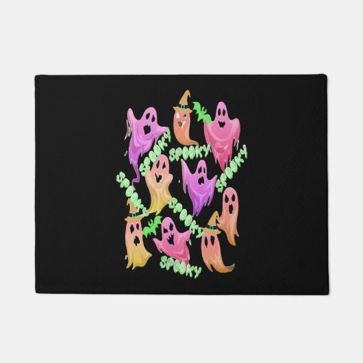Spooky Halloween Ghosts Spooky Halloween Kawaii Deurmat (Voorkant)