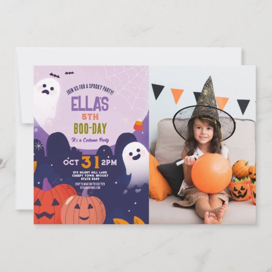 Spooky Halloween Ghosts Verjaardag Kinder Foto Kaart (Voorkant)