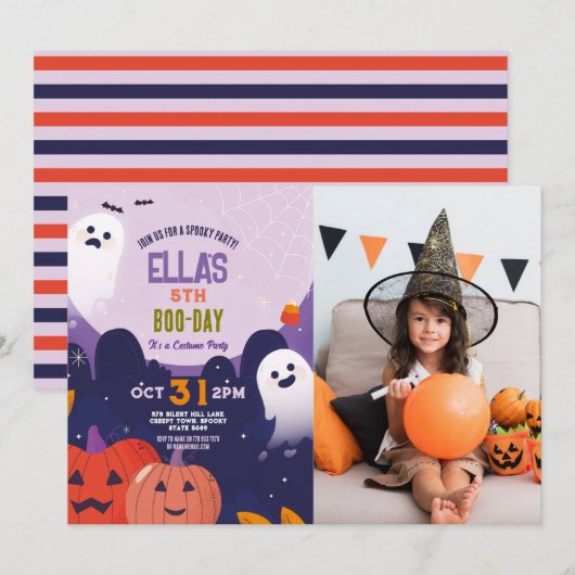 Spooky Halloween Ghosts Verjaardag Kinder Foto Kaart (Voorkant / Achterkant)