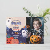 Spooky Halloween Ghosts Verjaardag Kinder Foto Kaart (Staand voorkant)