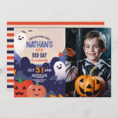 Spooky Halloween Ghosts Verjaardag Kinder Foto Kaart (Voorkant / Achterkant)