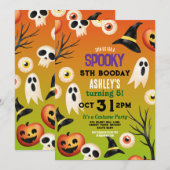 Spooky Halloween Ghosts Verjaardag Kinder uitnodig Kaart (Voorkant / Achterkant)