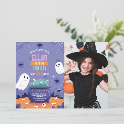 Spooky Halloween Ghosts Verjaardagsfoto Kaart (Staand voorkant)