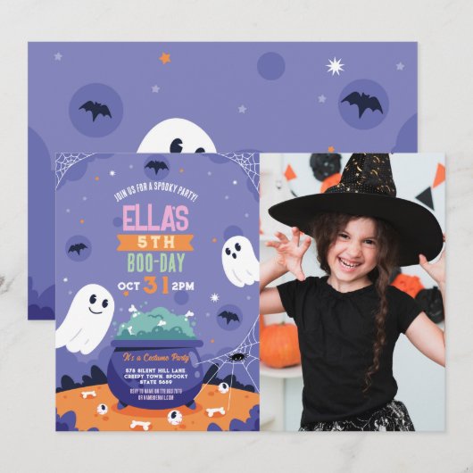Spooky Halloween Ghosts Verjaardagsfoto Kaart (Voorkant / Achterkant)