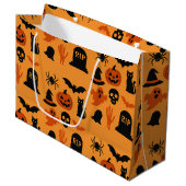 Spooky Halloween Gift Bag – Groot zwart en Sinaasa Groot Cadeauzakje (Voorkant Gekanteld)