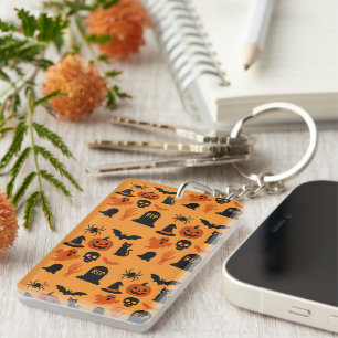 Spooky Halloween Gift – Classic Zwart & Sinaasappe Sleutelhanger