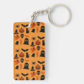 Spooky Halloween Gift – Classic Zwart & Sinaasappe Sleutelhanger (achterkant)