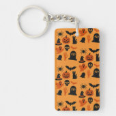 Spooky Halloween Gift – Classic Zwart & Sinaasappe Sleutelhanger (Voorkant)