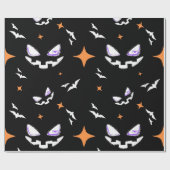 Spooky Halloween Gift Wrap |  heks en pompoen Cadeaupapier (Vlak)