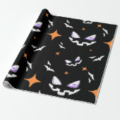 Spooky Halloween Gift Wrap |  heks en pompoen Cadeaupapier (Uitgerold)