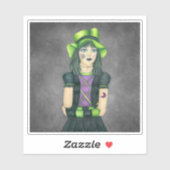  Spooky Halloween Girl Green Pet Tattoo Gray Sticker (Vel)