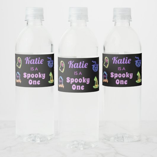 Spooky Halloween Glow Dark Verjaardag Waterfles Etiket (Flessen)