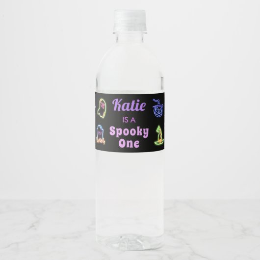 Spooky Halloween Glow Dark Verjaardag Waterfles Etiket (Voorkant)