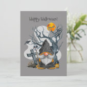 Spooky Halloween Gnome Feestdagenkaart (Staand voorkant)