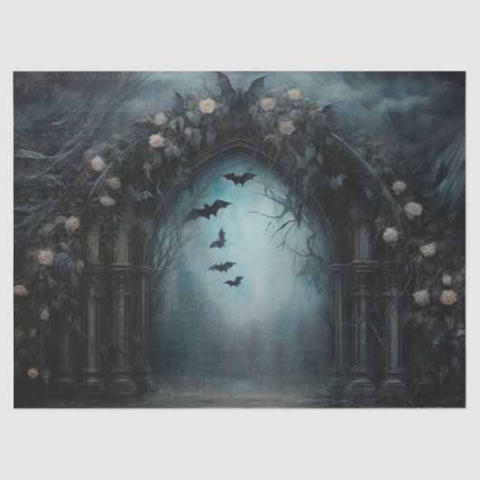 Spooky Halloween Gothic Arch met vleermuizen voor  Tissuepapier (Voorkant)