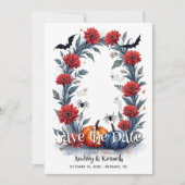 Spooky Halloween Gothic Arch Wedding Save The Date (Voorkant)