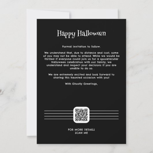 Spooky Halloween Gothic Arch Wedding Save The Date (Achterkant)
