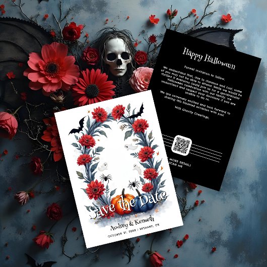 Spooky Halloween Gothic Arch Wedding Save The Date