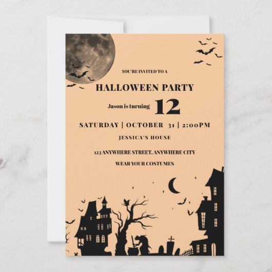 Spooky Halloween Gothic Birthday Party Invitation Kaart (Voorkant)
