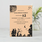 Spooky Halloween Gothic Birthday Party Invitation Kaart (Staand voorkant)