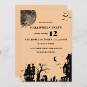Spooky Halloween Gothic Birthday Party Invitation Kaart (Voorkant / Achterkant)